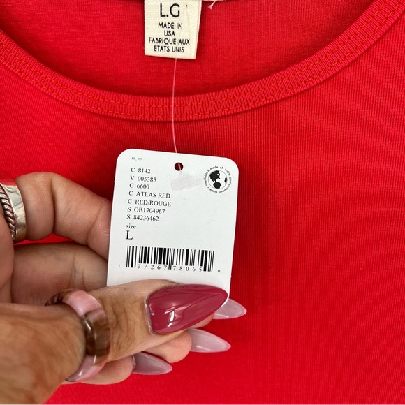 FREE PEOPLE BEACH Atlas Red Tshirt Midi Dress Maxi Short Sleeve Size LG New - Picture 8 of 8